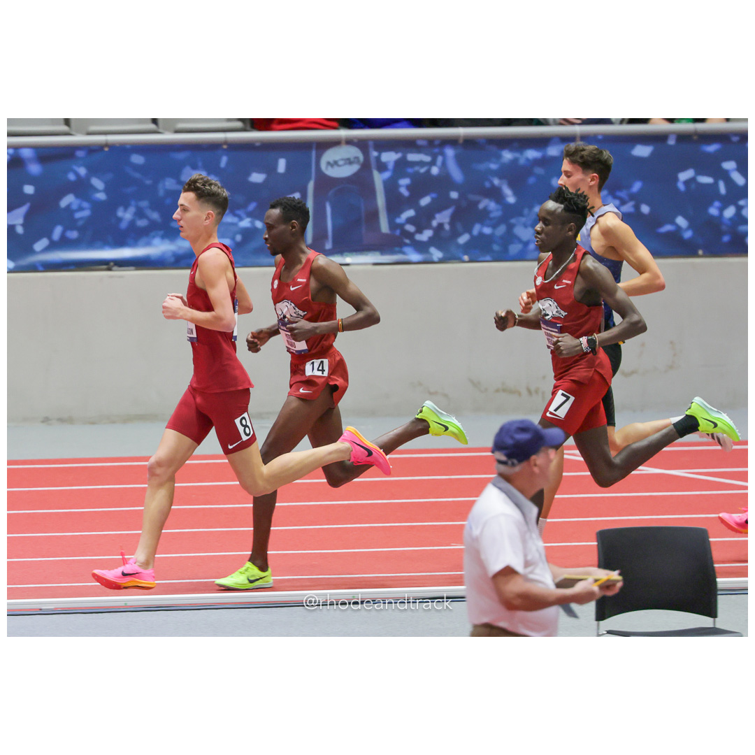 Ky ROBINSON Stanford Peter MARU Arkansas Kirami YEGO Arkansas Mens 5000m 2024 NCAA Division 1 Finals Boston MA – NCAA Division 1 Indoor Tra…