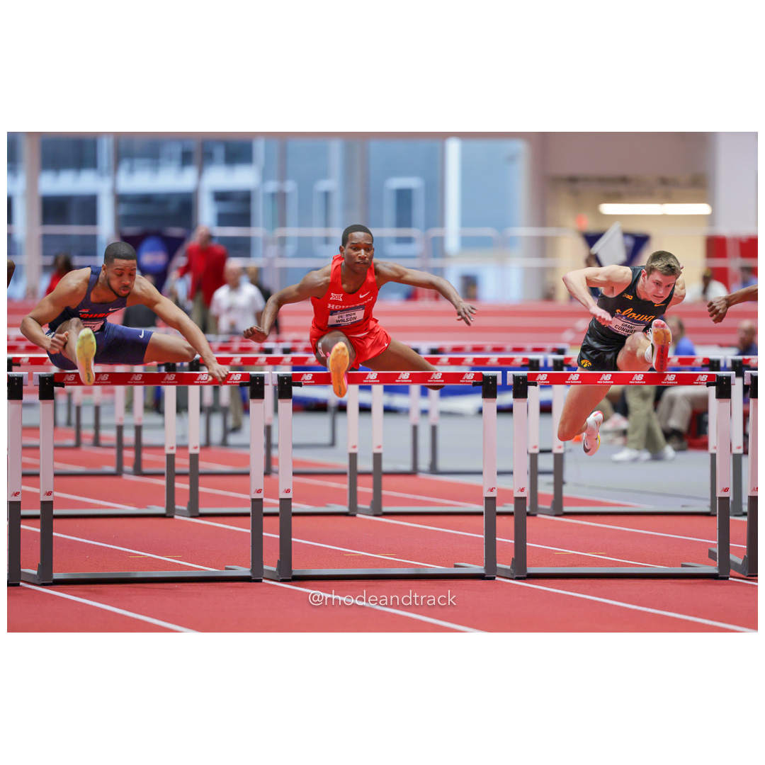Grant CONWAY Iowa De' Vion WILSON Houston Jaheem HAYLES Syracuse Mens 60m Hurdles 2024 NCAA Division 1 Finals Boston MA – NCAA Division 1 I…