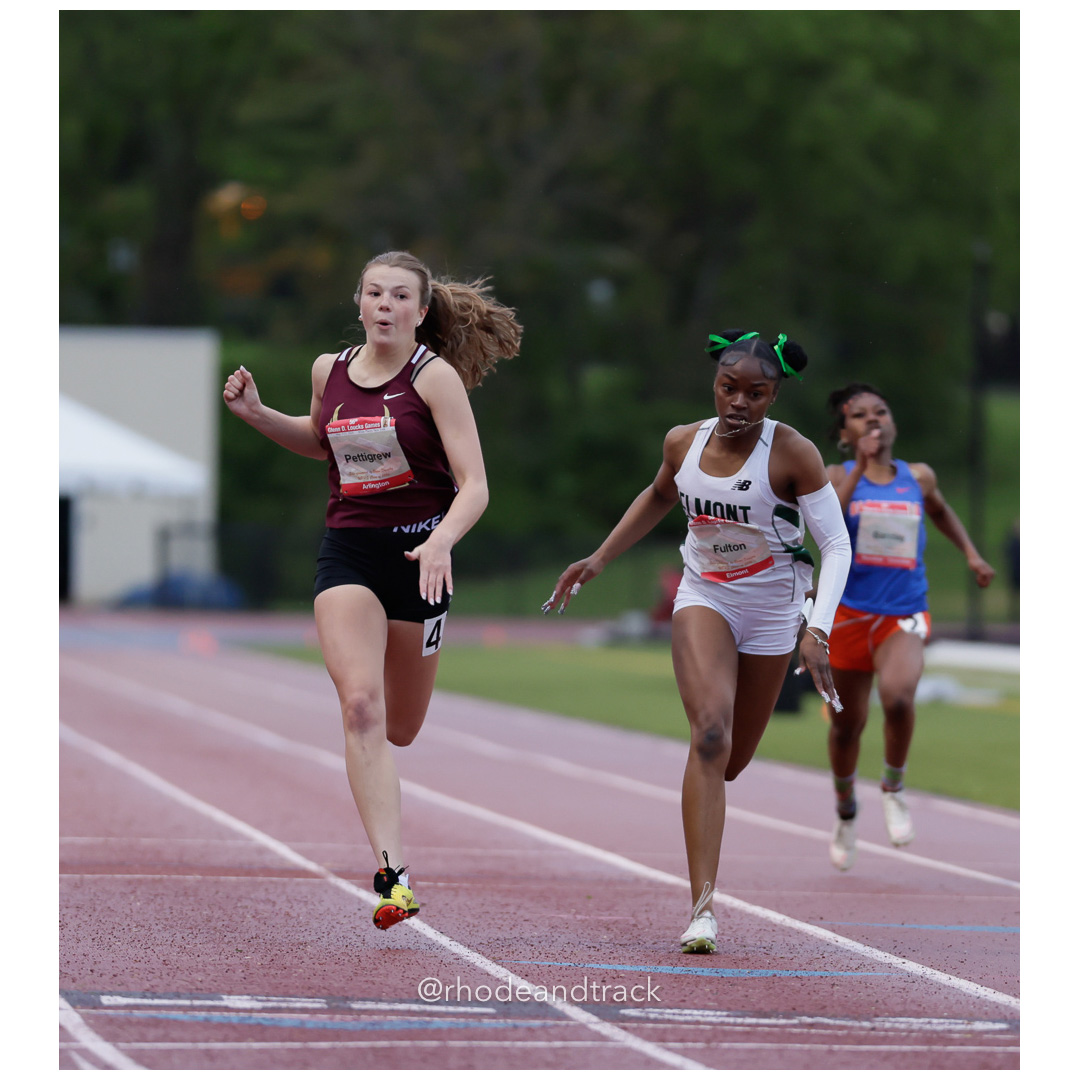 Riley Pettigrew, Arlington, 24.66, Ashley Fulton, Elmont Memorial, 24.69, Girls 200m Finals, 2024 56th Loucks Games, White Plains, NY – 56t…