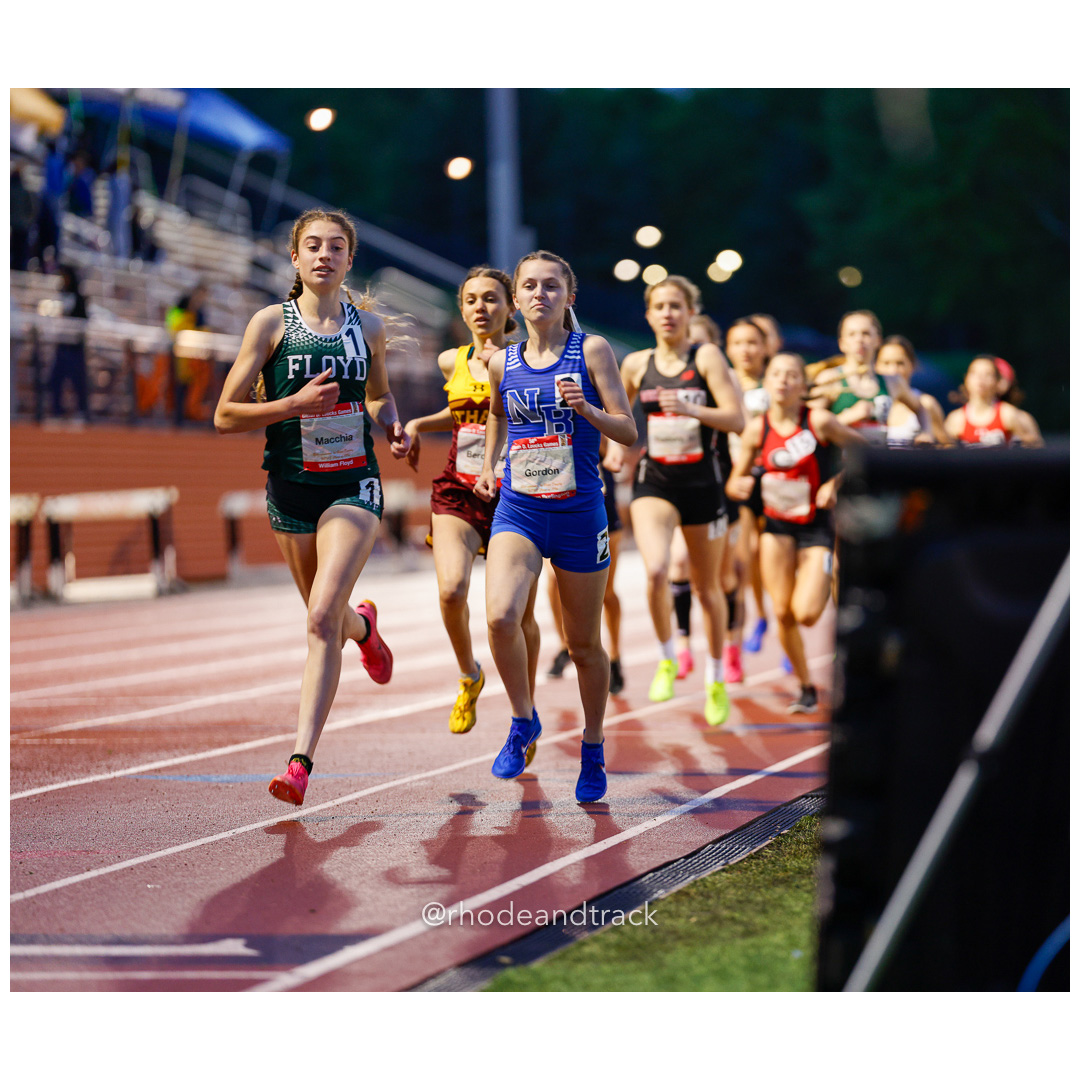 Zariel Macchia, William Floyd, 10:16.43, Tsadia Bercuvitz, Ithaca, 10:19.01, Girls 3200m, 2024 56th Loucks Games, White Plains, NY – 56th L…