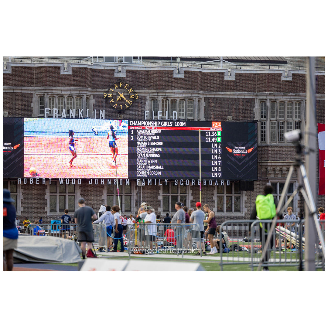 Friday 6/14/2024 100m semifinals - 2024 New Balance Nationals Outdoor, Franklin Field, University of Pennsylvania title=