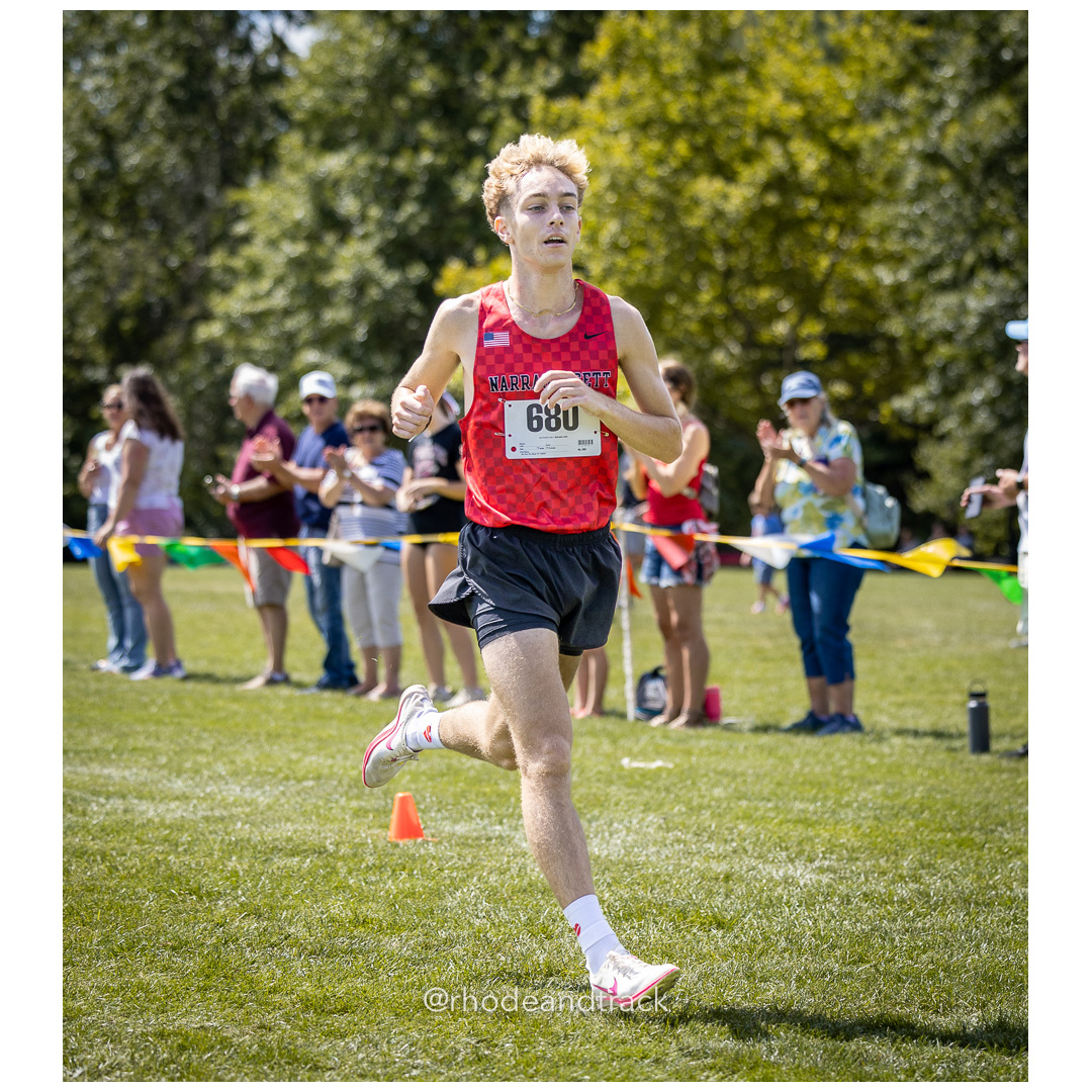 Cole Francis - Narragansett - 2024 RI Cross Country High School Running - Injury Fund - August 31 2024 - Deerfield Park - Smithfield title=