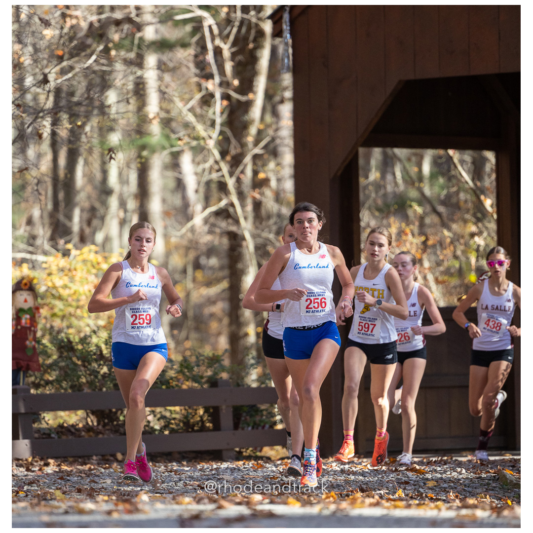 Rose Tuomisto, Cumberland, Charli McCue, Cumberland at 2024 RIIL Cross Country Class Championships at Ponaganset High School, North Scituate, Rhode Island on October 26, 2024 title=