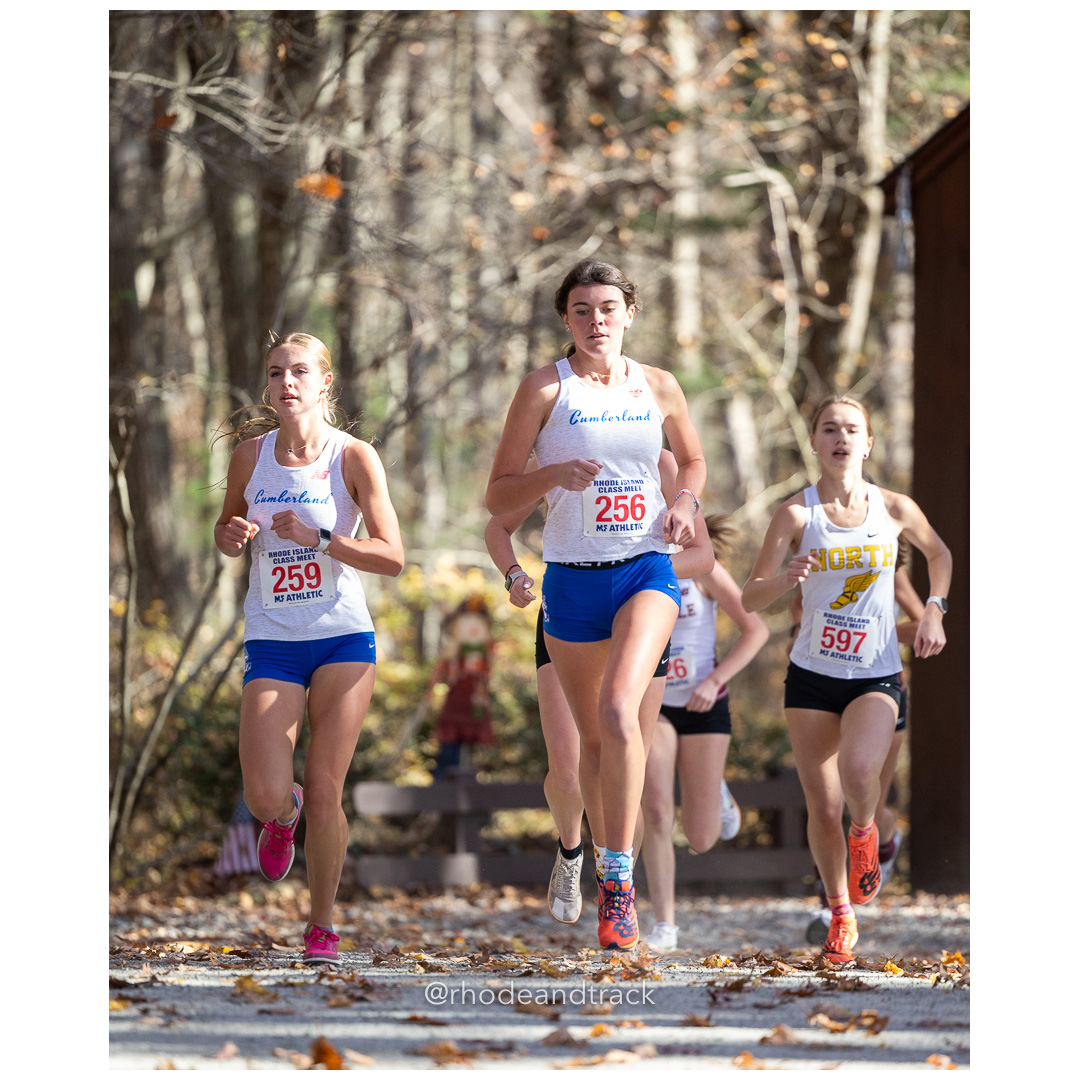 Rose Tuomisto, Cumberland, Charli McCue, Cumberland at 2024 RIIL Cross Country Class Championships at Ponaganset High School, North Scituate, Rhode Island on October 26, 2024 title=