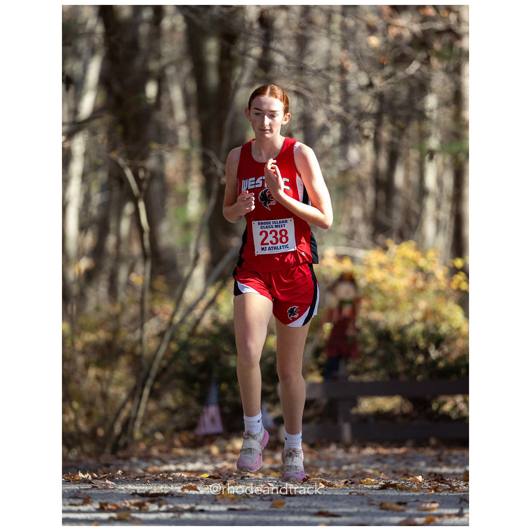 Bridget O'Donoghue, Cranston West at 2024 RIIL Cross Country Class Championships at Ponaganset High School, North Scituate, Rhode Island on October 26, 2024 title=