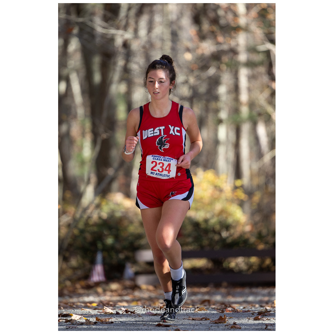Maddie Fera, Cranston West at 2024 RIIL Cross Country Class Championships at Ponaganset High School, North Scituate, Rhode Island on October 26, 2024 title=