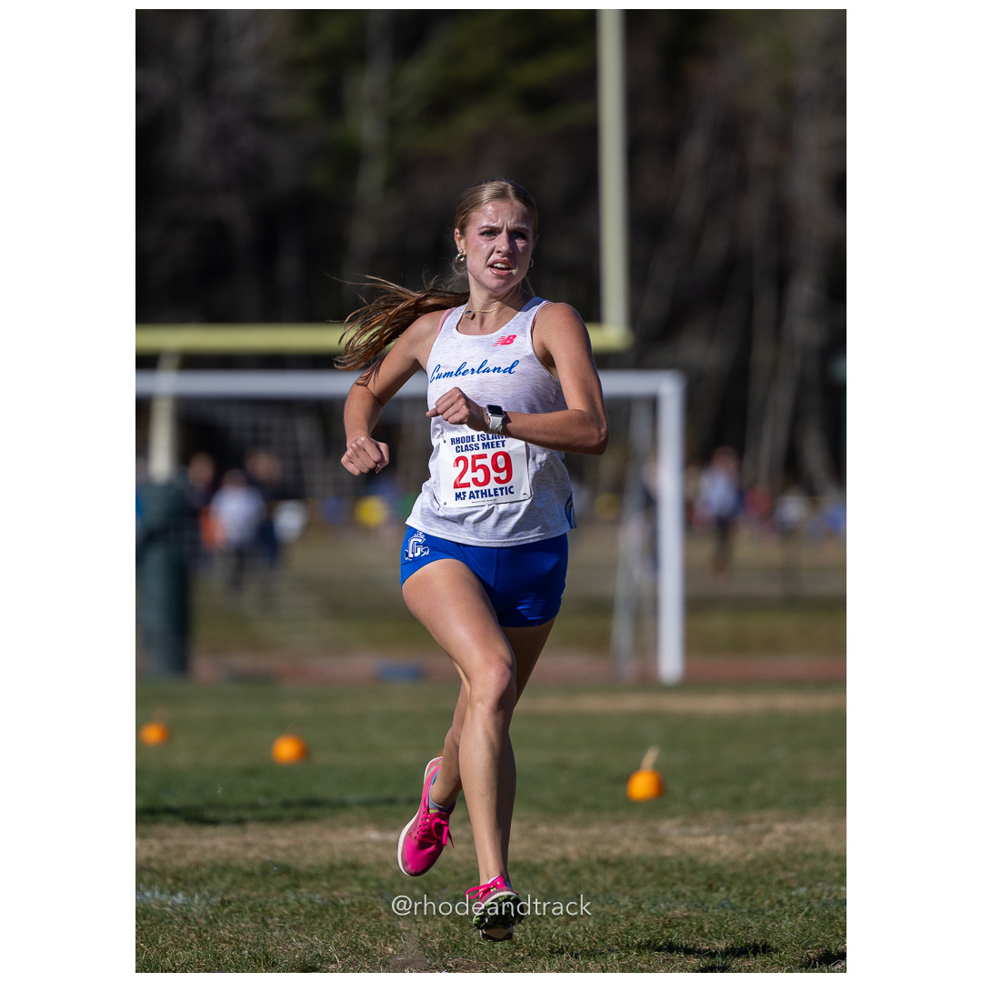 Rose Tuomisto, Cumberland, at 2024 RIIL Cross Country Class Championships at Ponaganset High School, North Scituate, Rhode Island on October 26, 2024 title=
