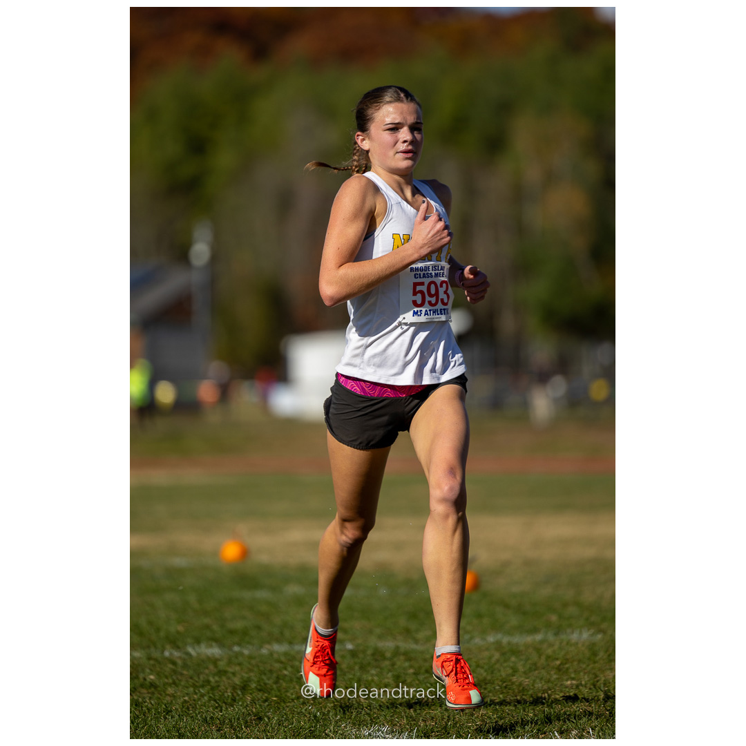 Abby Nicolopoulos, North Kingstown, at 2024 RIIL Cross Country Class Championships at Ponaganset High School, North Scituate, Rhode Island on October 26, 2024 title=