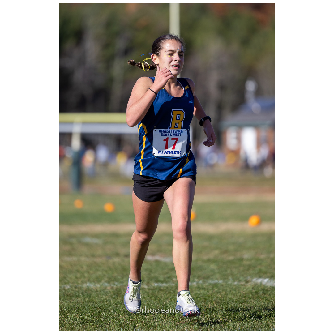 Scarlett Wasinowicz, Barrington, at 2024 RIIL Cross Country Class Championships at Ponaganset High School, North Scituate, Rhode Island on October 26, 2024 title=