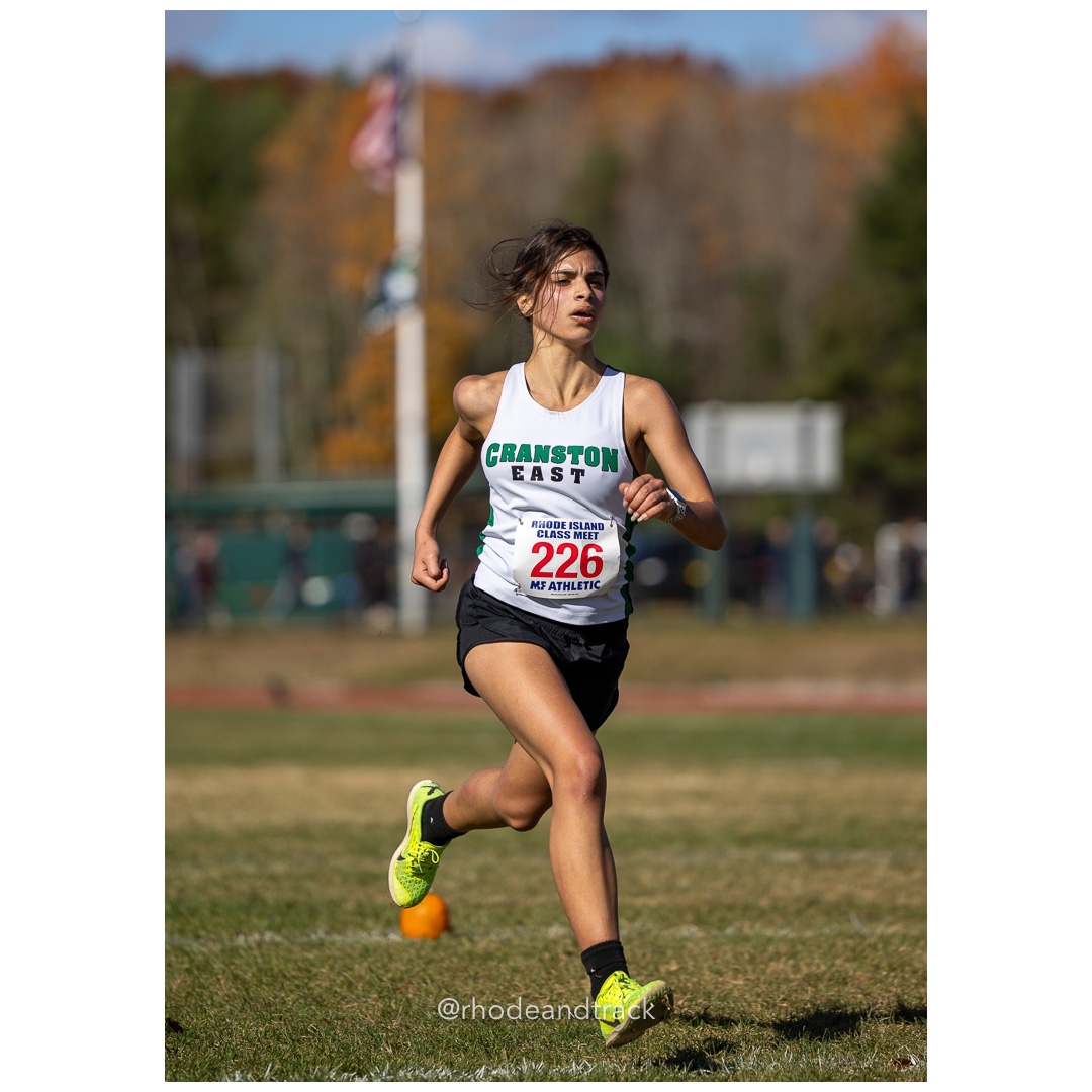 Brooke Sloan, Cranston East, at 2024 RIIL Cross Country Class Championships at Ponaganset High School, North Scituate, Rhode Island on October 26, 2024 title=