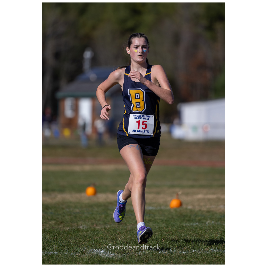 Estelle Mentzer, Barrington, at 2024 RIIL Cross Country Class Championships at Ponaganset High School, North Scituate, Rhode Island on October 26, 2024 title=