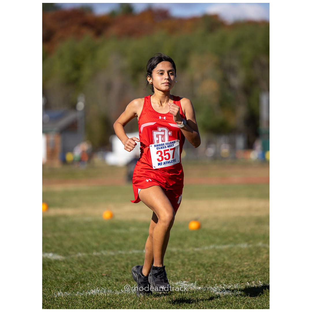 Melany Sotomayor, East Providence, at 2024 RIIL Cross Country Class Championships at Ponaganset High School, North Scituate, Rhode Island on October 26, 2024 title=