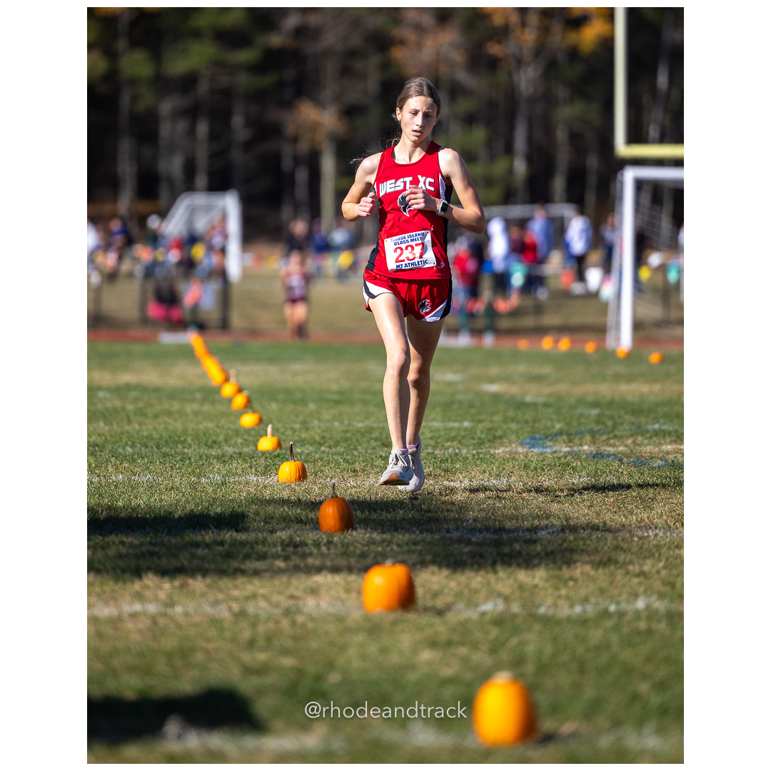 Annelisa Joyce, Cranston West, at 2024 RIIL Cross Country Class Championships at Ponaganset High School, North Scituate, Rhode Island on October 26, 2024 title=