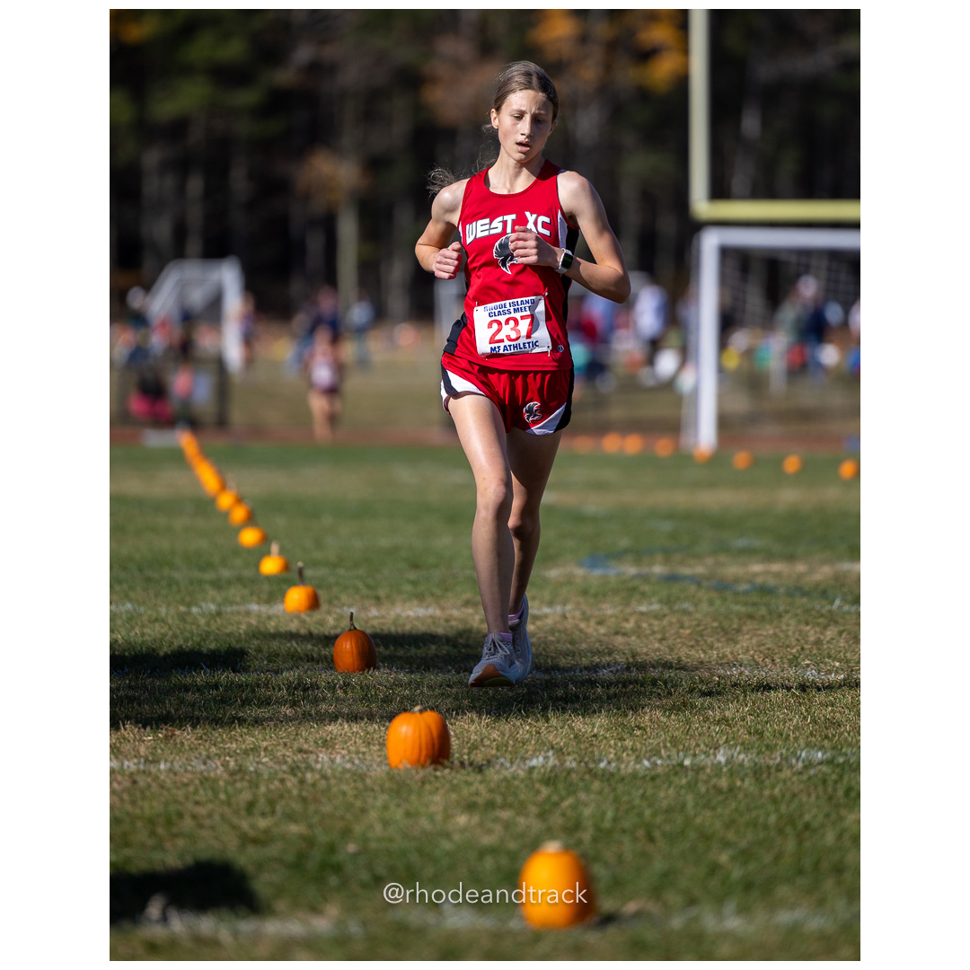 Annelisa Joyce, Cranston West, at 2024 RIIL Cross Country Class Championships at Ponaganset High School, North Scituate, Rhode Island on October 26, 2024 title=