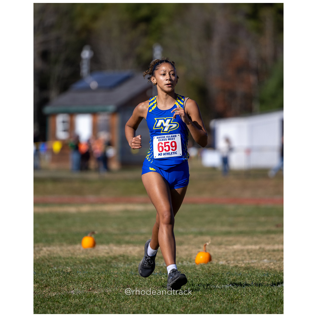 Zoraya Melendez, North Providence, at 2024 RIIL Cross Country Class Championships at Ponaganset High School, North Scituate, Rhode Island on October 26, 2024 title=