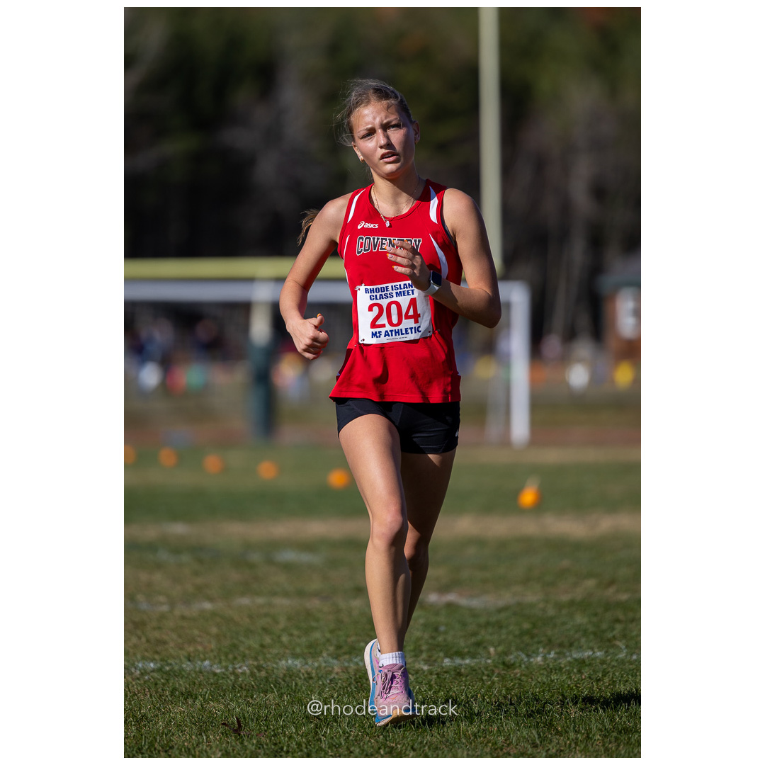 Torah Armstrong, Coventry, at 2024 RIIL Cross Country Class Championships at Ponaganset High School, North Scituate, Rhode Island on October 26, 2024 title=