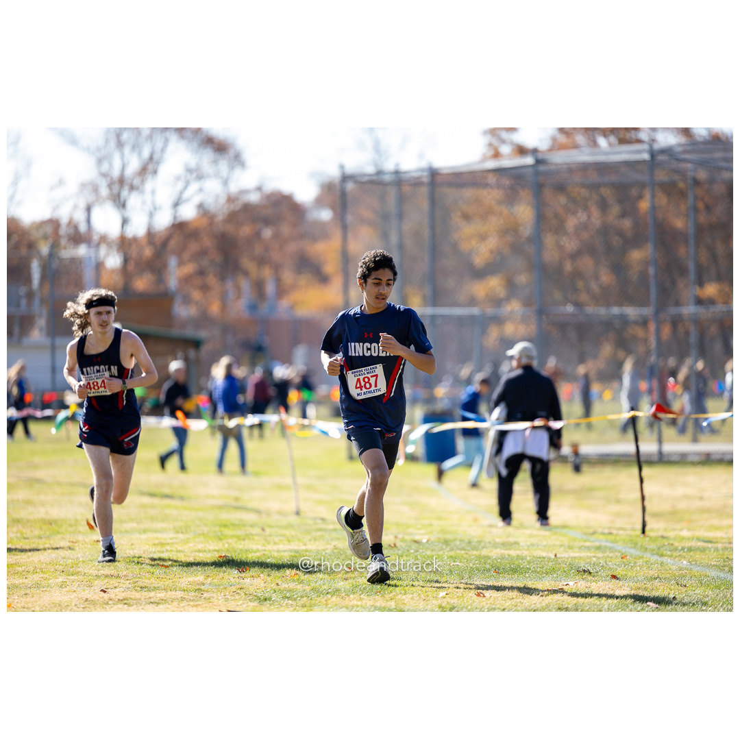 Nicholas Moradel, Lincoln, at 2024 RIIL Cross Country Class Championships at Ponaganset High School, North Scituate, Rhode Island on October 26, 2024 title=