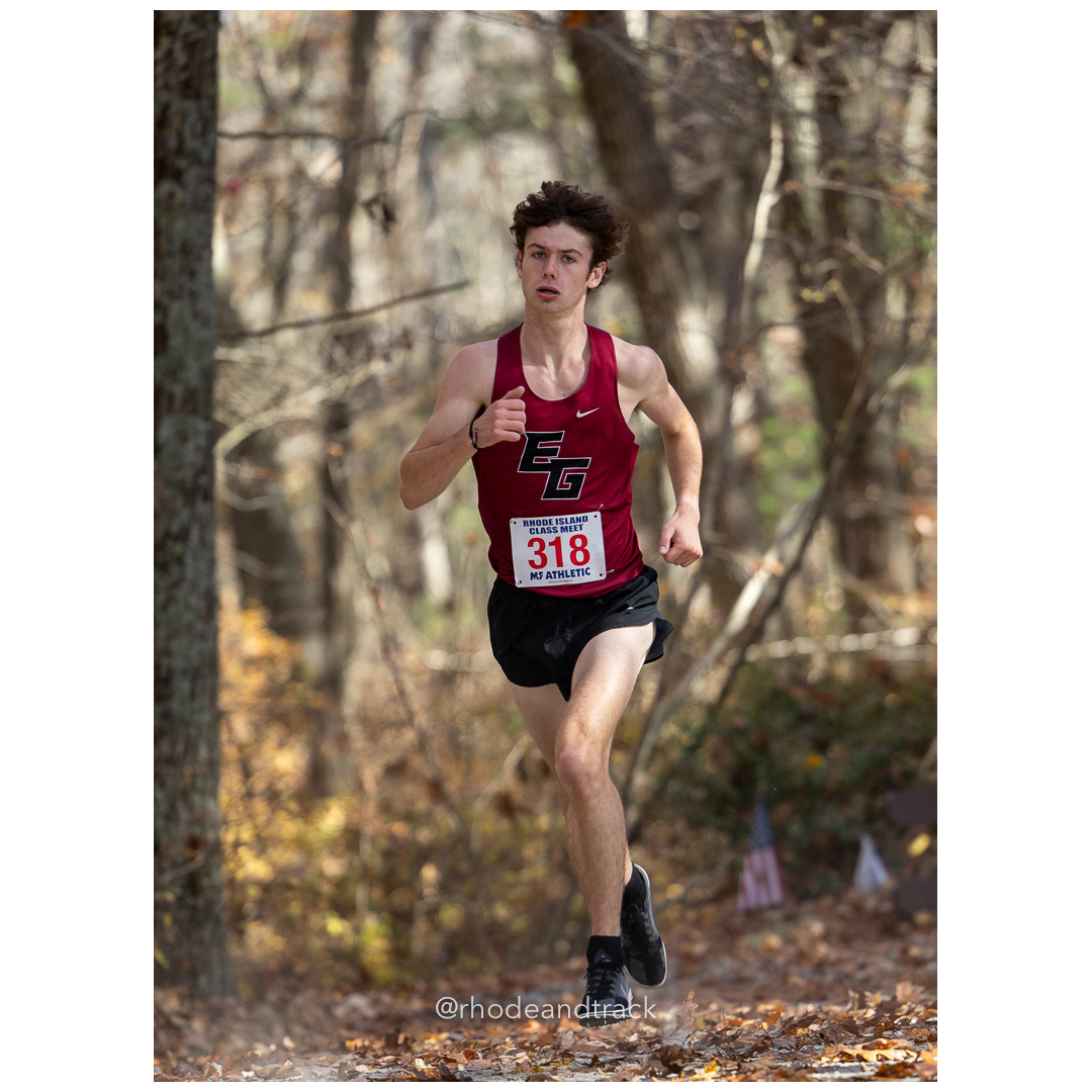 Luke Allen, East Greenwich, at 2024 RIIL Cross Country Class Championships at Ponaganset High School, North Scituate, Rhode Island on October 26, 2024 title=