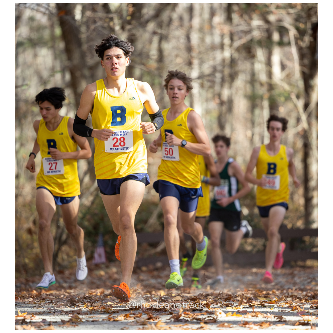 Colby Napolitano, Barrington, Michael Chun, Barrington, Daniel Chun, Barrington, at 2024 RIIL Cross Country Class Championships at Ponaganset High School, North Scituate, Rhode Island on October 26, 2024 title=