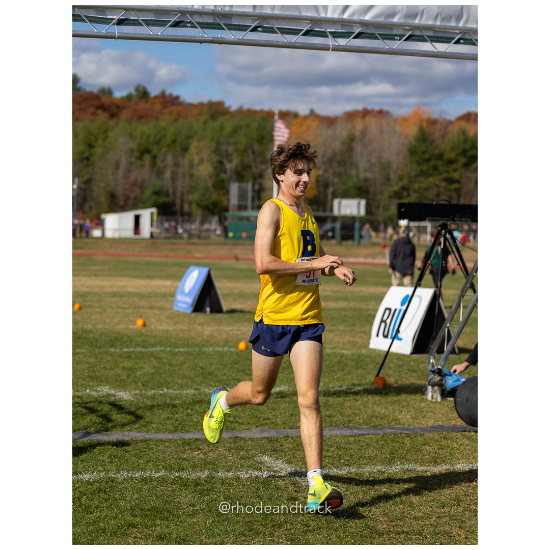 Myles Napolitano, Barrington, at 2024 RIIL Cross Country Class Championships at Ponaganset High School, North Scituate, Rhode Island on October 26, 2024 title=
