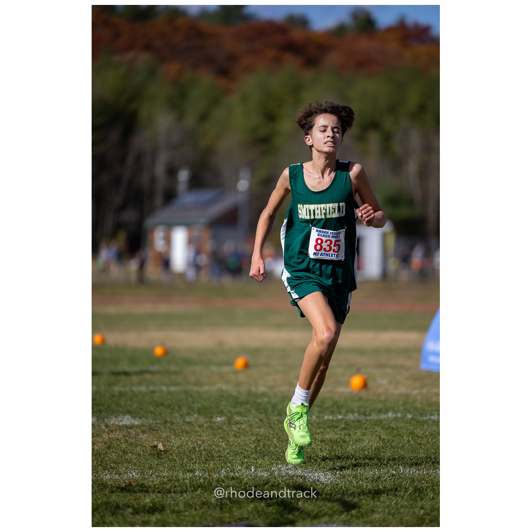 William Busam, Smithfield, at 2024 RIIL Cross Country Class Championships at Ponaganset High School, North Scituate, Rhode Island on October 26, 2024 title=