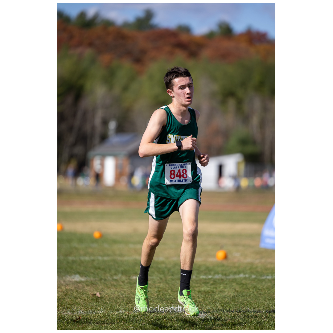 Hunter Vallee, Smithfield, at 2024 RIIL Cross Country Class Championships at Ponaganset High School, North Scituate, Rhode Island on October 26, 2024 title=