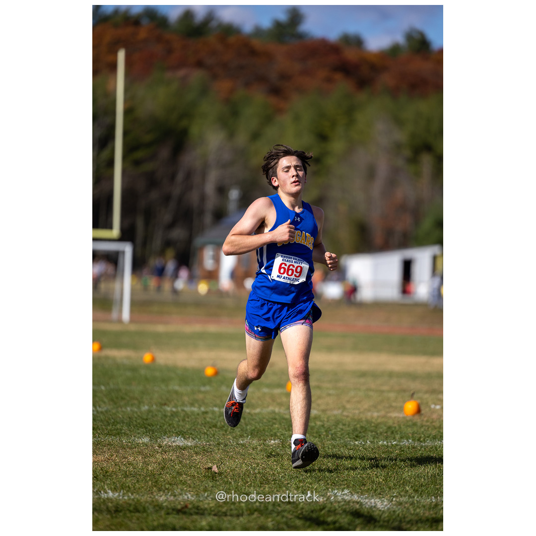 Logan Neishel, North Providence, at 2024 RIIL Cross Country Class Championships at Ponaganset High School, North Scituate, Rhode Island on October 26, 2024 title=