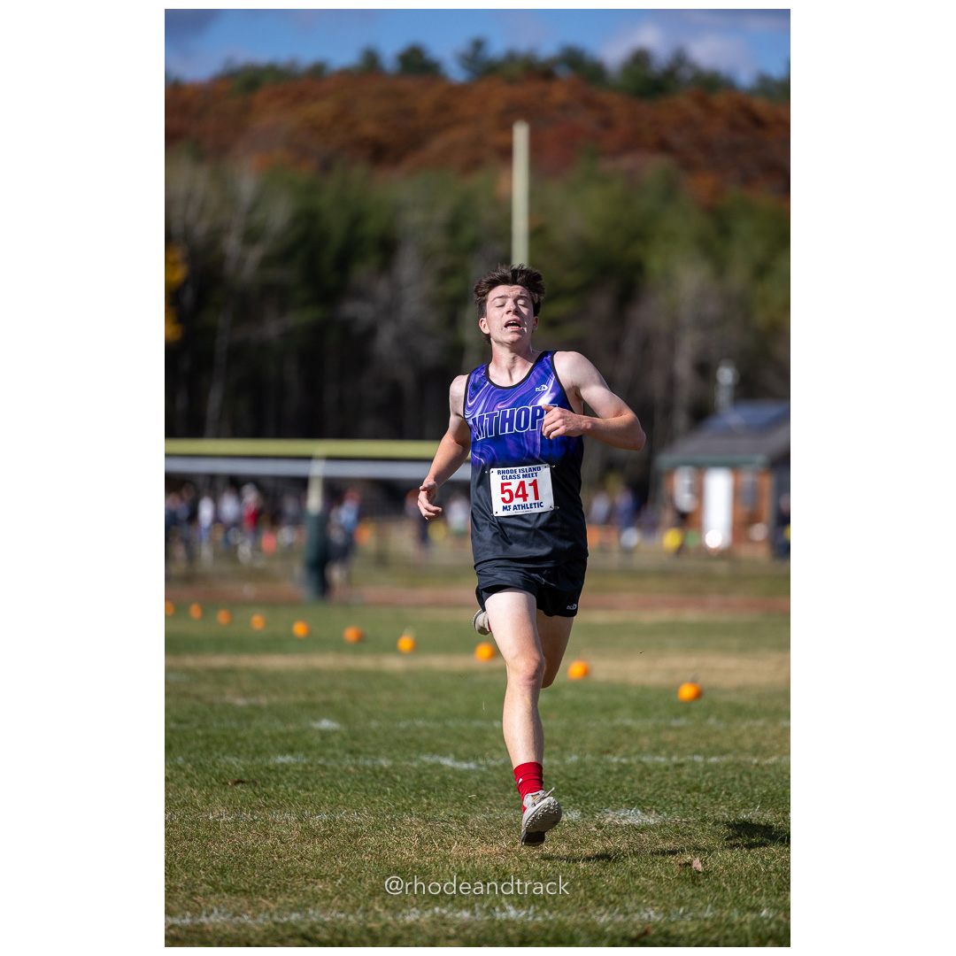 Anderson Charest, Mount Hope, at 2024 RIIL Cross Country Class Championships at Ponaganset High School, North Scituate, Rhode Island on October 26, 2024 title=