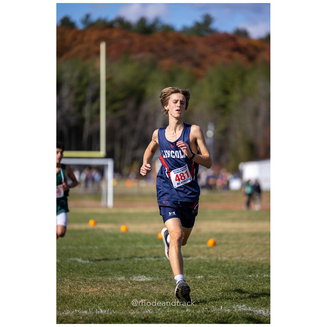 George Ackerman, Lincoln, at 2024 RIIL Cross Country Class Championships at Ponaganset High School, North Scituate, Rhode Island on October 26, 2024 title=