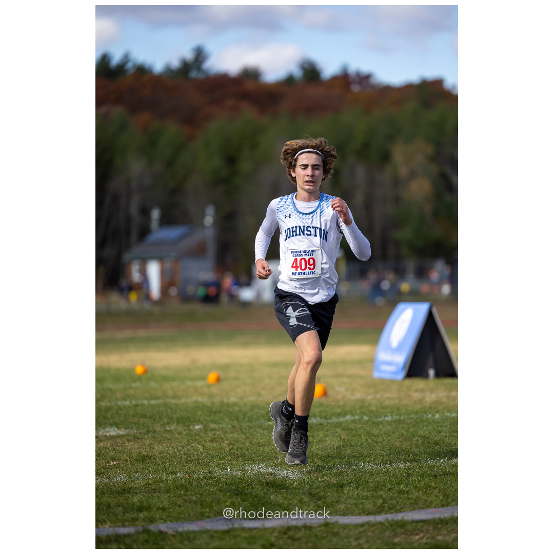 Logan Finelli, Johnston, at 2024 RIIL Cross Country Class Championships at Ponaganset High School, North Scituate, Rhode Island on October 26, 2024 title=