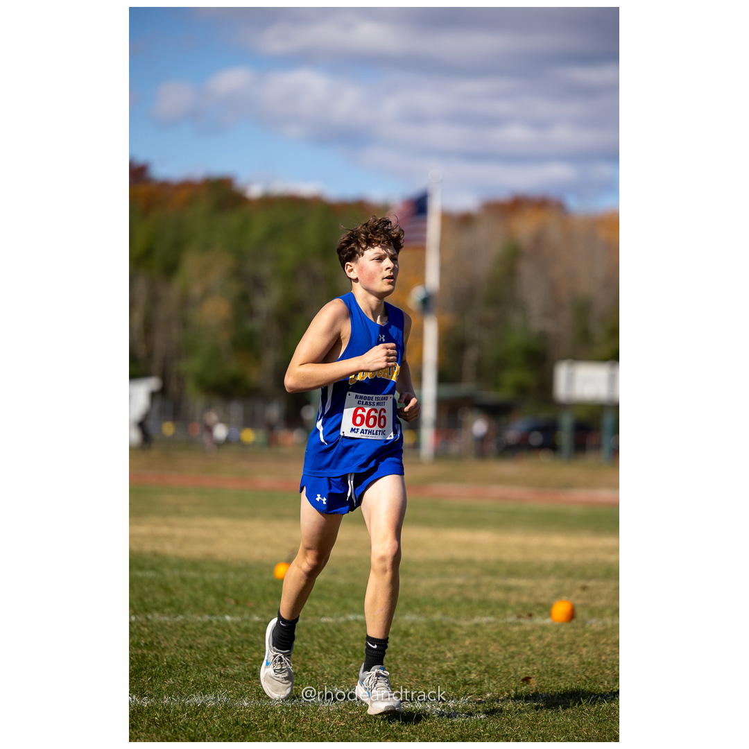 Hayden Guario, North Providence, at 2024 RIIL Cross Country Class Championships at Ponaganset High School, North Scituate, Rhode Island on October 26, 2024 title=