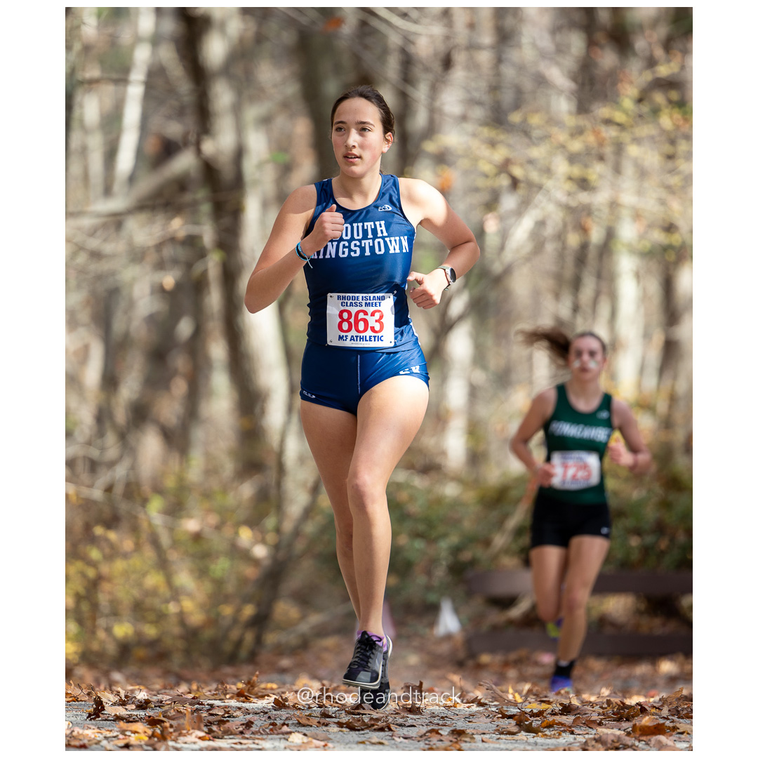 Emma Soffientino, South Kingstown, at 2024 RIIL Cross Country Class Championships at Ponaganset High School, North Scituate, Rhode Island on October 26, 2024 title=
