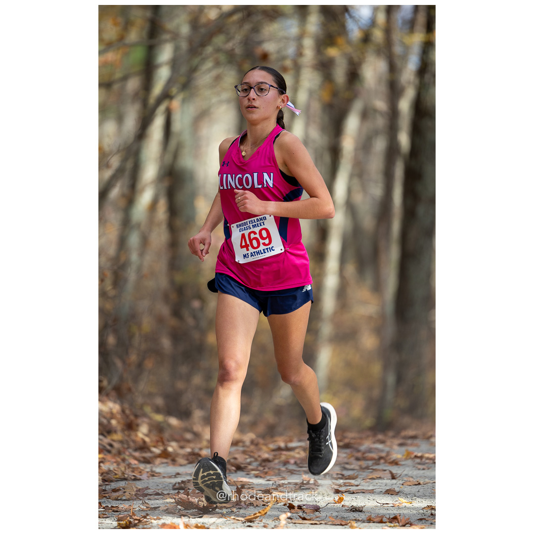 Elizabeth Alger, Lincoln, at 2024 RIIL Cross Country Class Championships at Ponaganset High School, North Scituate, Rhode Island on October 26, 2024 title=