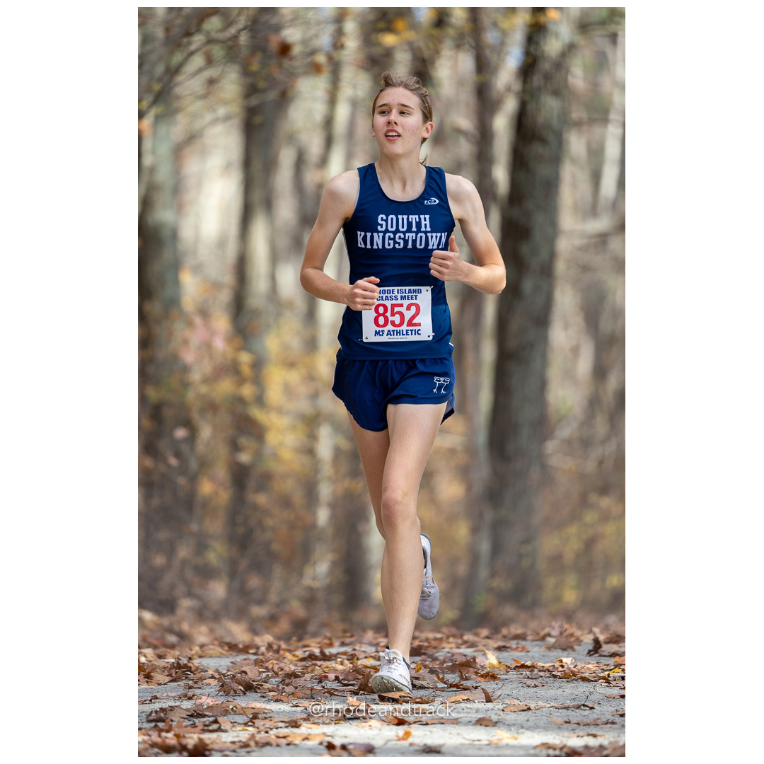 Greta Dahl, South Kingstown, at 2024 RIIL Cross Country Class Championships at Ponaganset High School, North Scituate, Rhode Island on October 26, 2024 title=