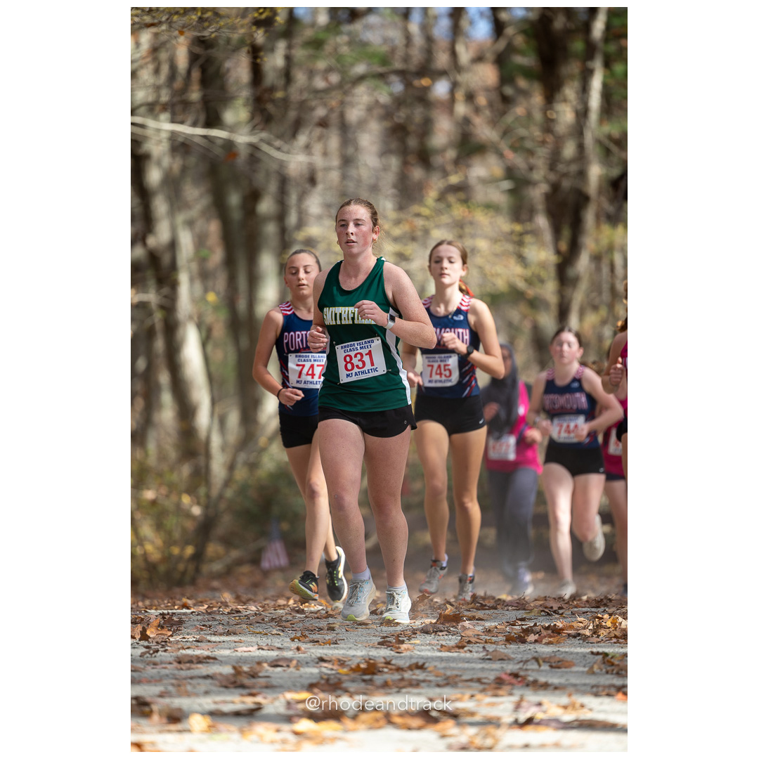 Charlotte Lally, Smithfield, at 2024 RIIL Cross Country Class Championships at Ponaganset High School, North Scituate, Rhode Island on October 26, 2024 title=