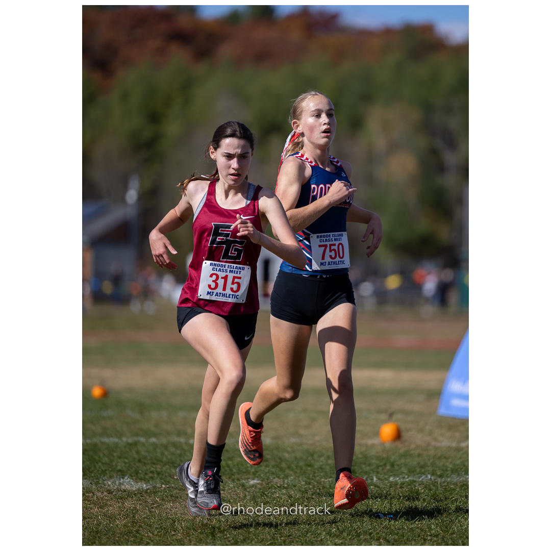 Brea Wood, East Greenwich, Hanalei Streuli, Portsmouth, at 2024 RIIL Cross Country Class Championships at Ponaganset High School, North Scituate, Rhode Island on October 26, 2024 title=