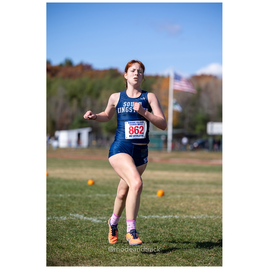 Aine Murrin, South Kingstown, at 2024 RIIL Cross Country Class Championships at Ponaganset High School, North Scituate, Rhode Island on October 26, 2024 title=