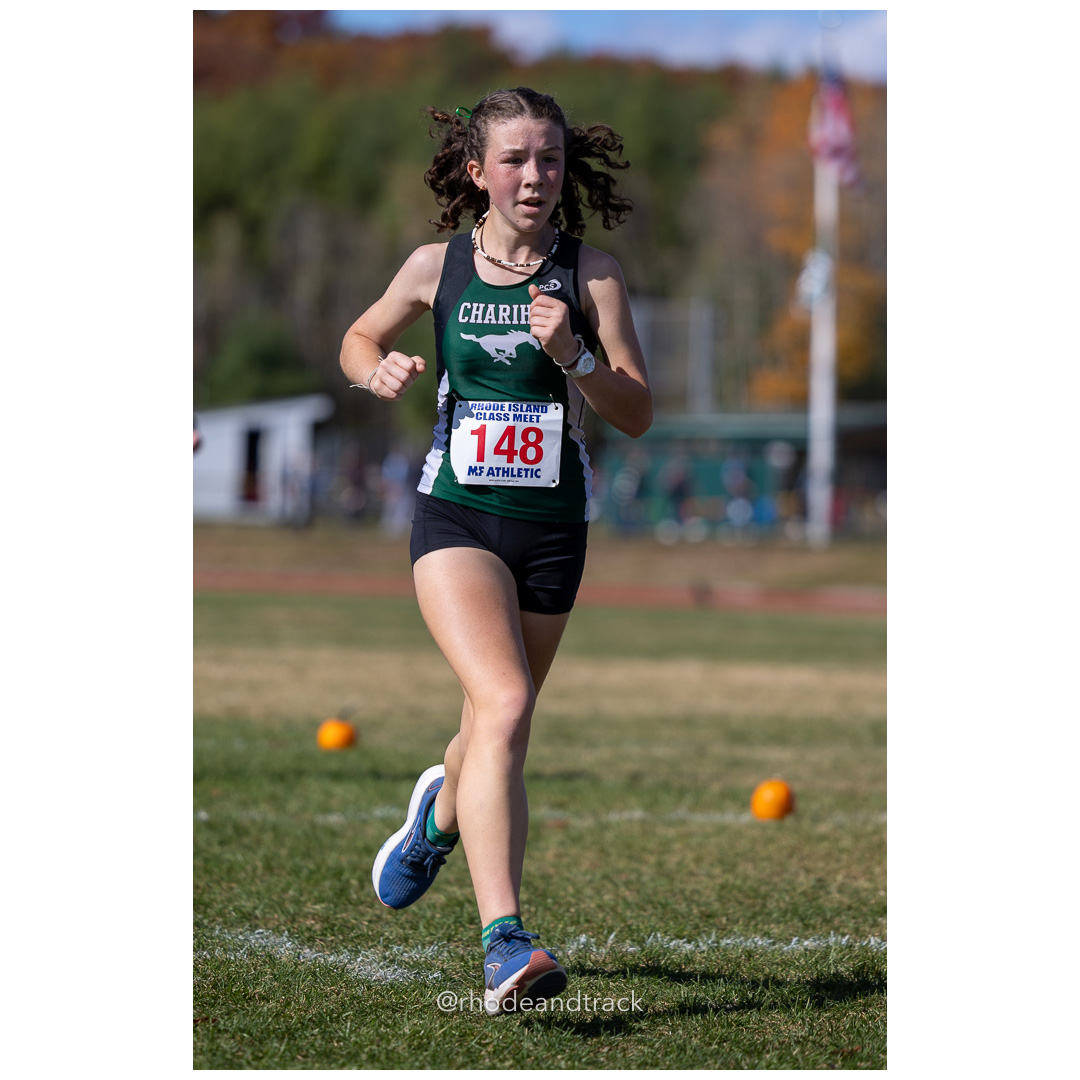Aila Grant, Chariho, at 2024 RIIL Cross Country Class Championships at Ponaganset High School, North Scituate, Rhode Island on October 26, 2024 title=