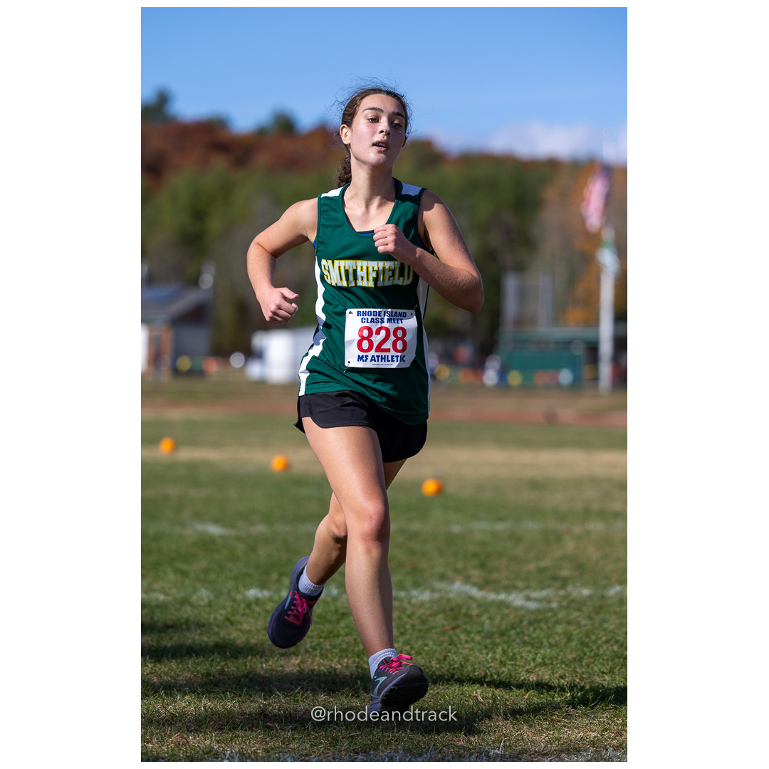 Aria Goffe, Smithfield, at 2024 RIIL Cross Country Class Championships at Ponaganset High School, North Scituate, Rhode Island on October 26, 2024 title=