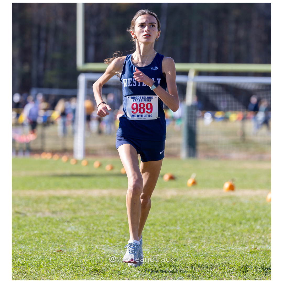 Sofia Cillino, Westerly, at 2024 RIIL Cross Country Class Championships at Ponaganset High School, North Scituate, Rhode Island on October 26, 2024 title=
