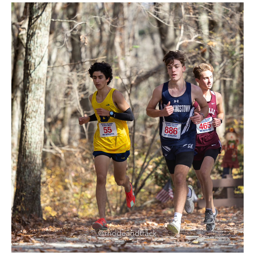 Henry Schultz, Barrington, Connor Wokoske, South Kingstown, at 2024 RIIL Cross Country Class Championships at Ponaganset High School, North Scituate, Rhode Island on October 26, 2024 title=