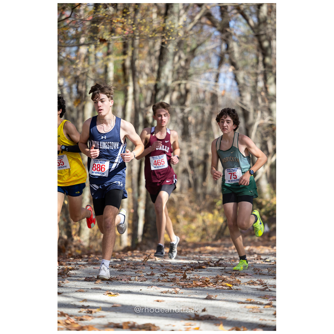 John Oliveira, Hendricken, Raymond Thibault, La Salle, at 2024 RIIL Cross Country Class Championships at Ponaganset High School, North Scituate, Rhode Island on October 26, 2024 title=