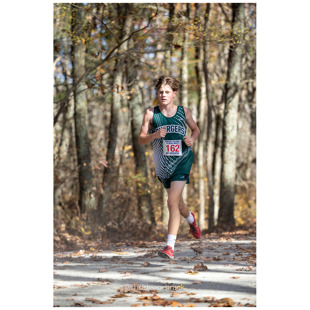 Gus Freelove, Chariho, at 2024 RIIL Cross Country Class Championships at Ponaganset High School, North Scituate, Rhode Island on October 26, 2024 title=