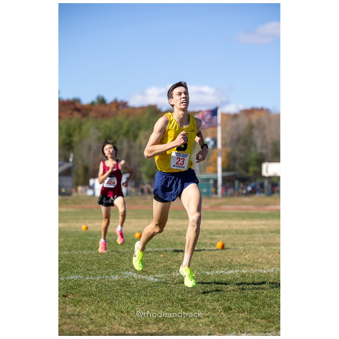 Marius Bonard, Barrington, at 2024 RIIL Cross Country Class Championships at Ponaganset High School, North Scituate, Rhode Island on October 26, 2024 title=