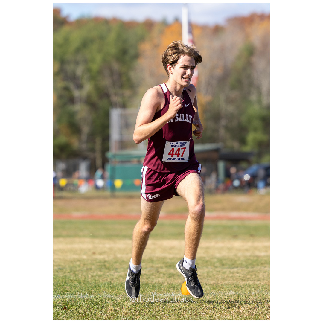 Noah Bergeron, La Salle, at 2024 RIIL Cross Country Class Championships at Ponaganset High School, North Scituate, Rhode Island on October 26, 2024 title=