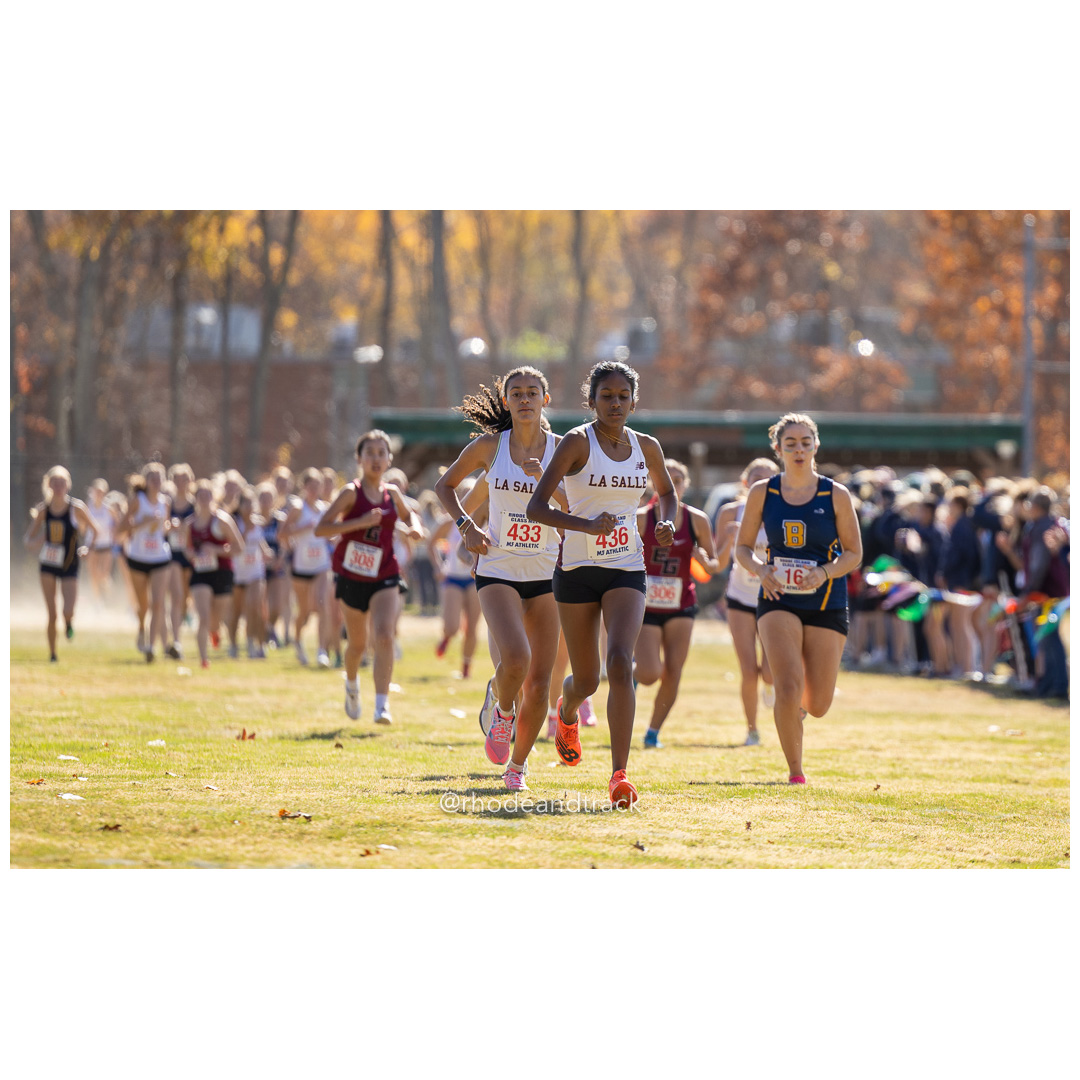 Aleyah Liberato, La Salle, Satyarupaa Mohan, La Salle, at 2024 RIIL Cross Country Class Championships at Ponaganset High School, North Scituate, Rhode Island on October 26, 2024 title=
