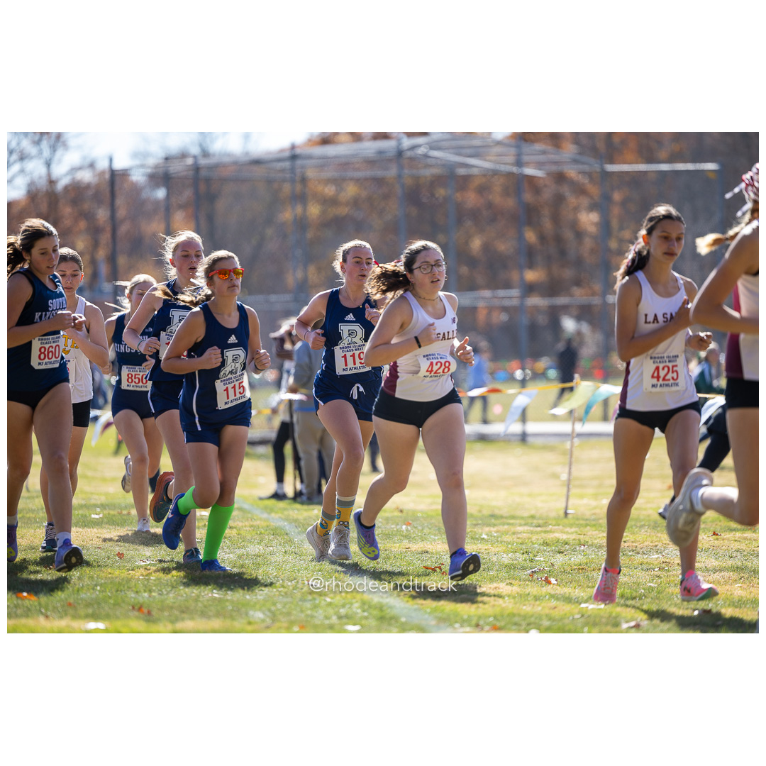 Gabriella DeRosa, La Salle, Samantha Brightman, La Salle, at 2024 RIIL Cross Country Class Championships at Ponaganset High School, North Scituate, Rhode Island on October 26, 2024 title=
