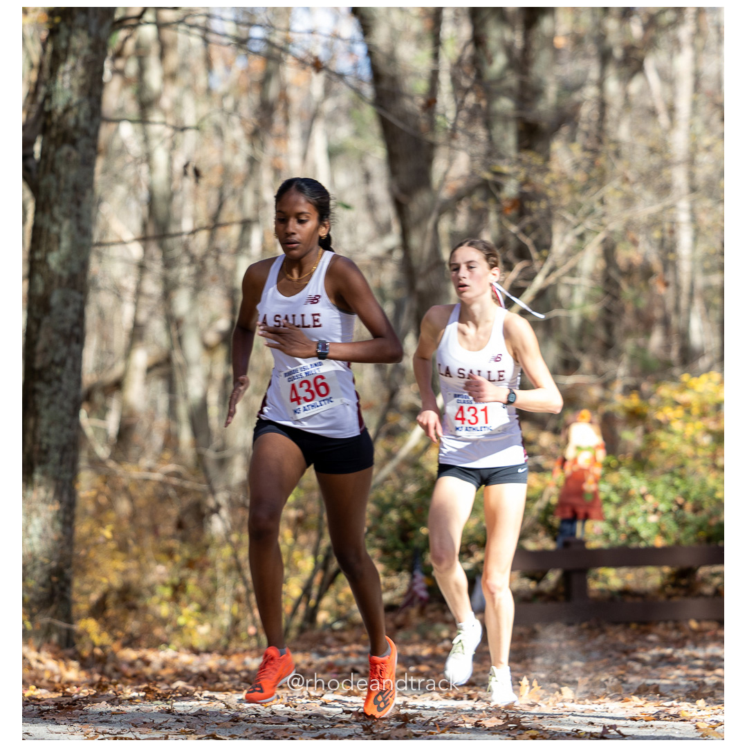 Satyarupaa Mohan, La Salle, Gemma Kent, La Salle, at 2024 RIIL Cross Country Class Championships at Ponaganset High School, North Scituate, Rhode Island on October 26, 2024 title=