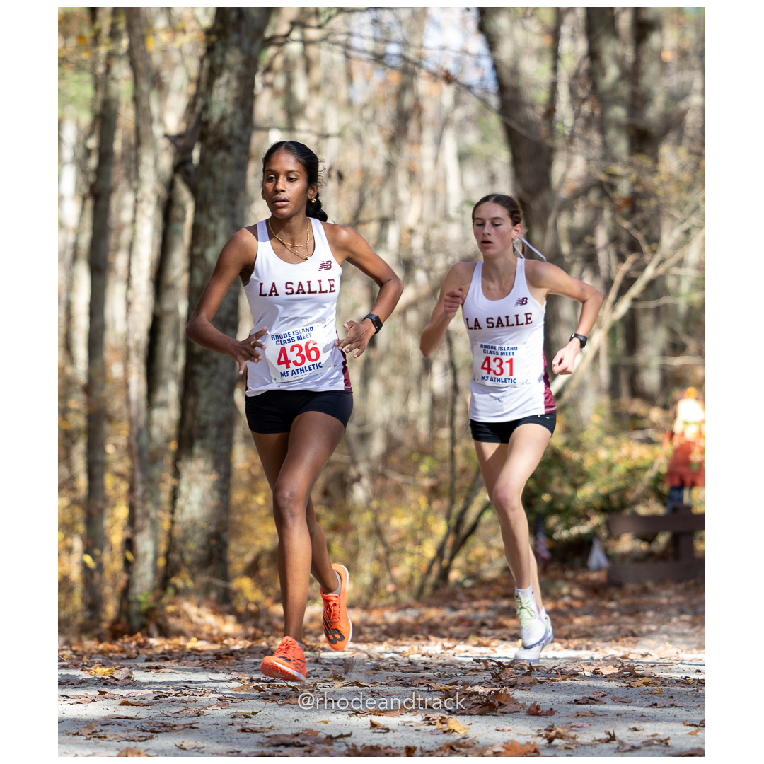 Satyarupaa Mohan, La Salle, Gemma Kent, La Salle, at 2024 RIIL Cross Country Class Championships at Ponaganset High School, North Scituate, Rhode Island on October 26, 2024 title=