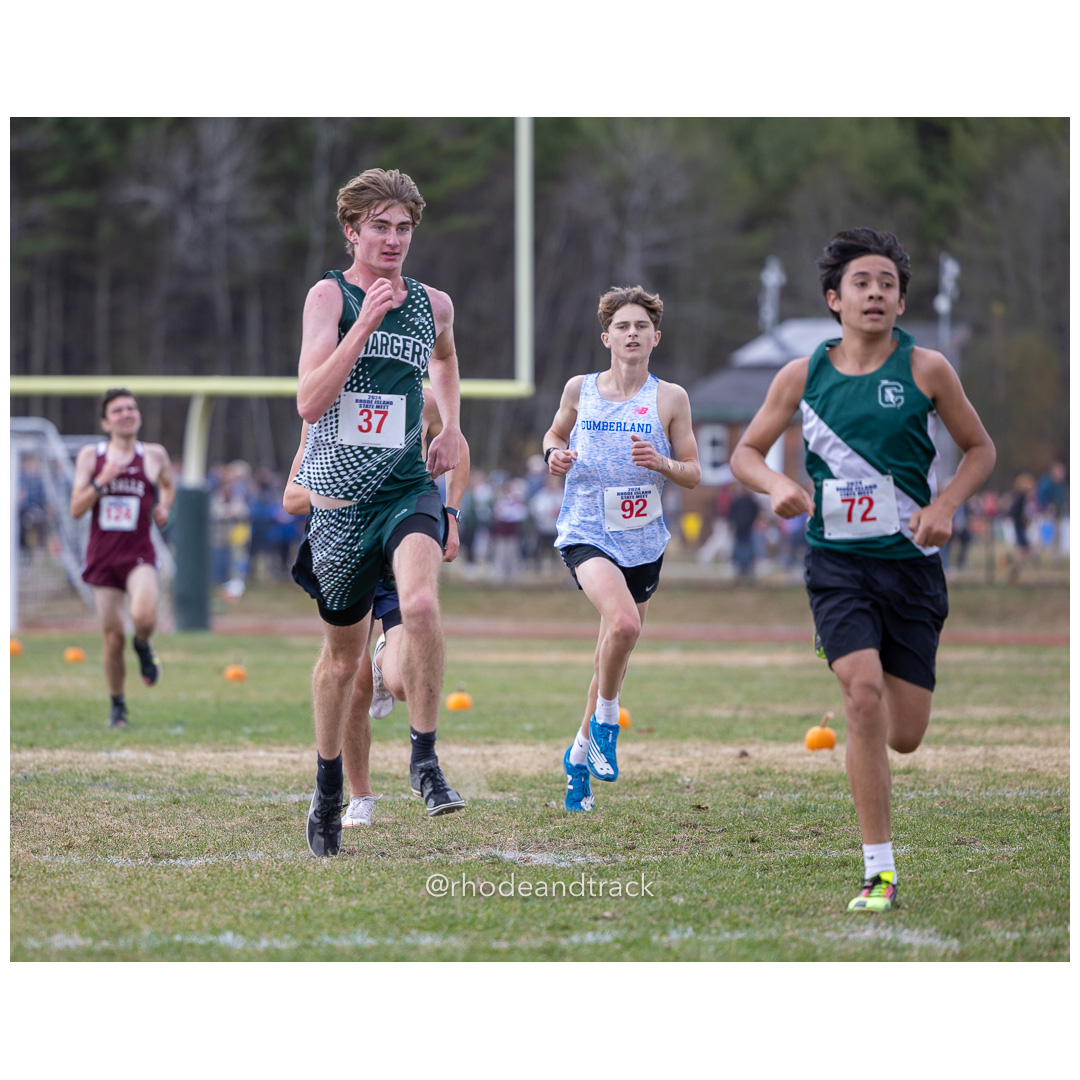 Charles Allenson, Chariho, GR 12 - Ethan Libby, Cumberland, GR 10 - Levi Soch, Cranston East, GR 10 - 2024 RIIL Cross Country RI State Championship at Ponaganset High School, North Scituate, Rhode Island on November 2, 2024 File: ./dir-boys/241102-241102-2024-RI-Cross-Country-State-Championsips-Ponaganset-263-062A3984.jpg Charles Allenson, Chariho, GR 12 - Ethan Libby, Cumberland, GR 10 - Levi Soch, Cranston East, GR 10 - 2024 RIIL Cross Country RI State Cham…